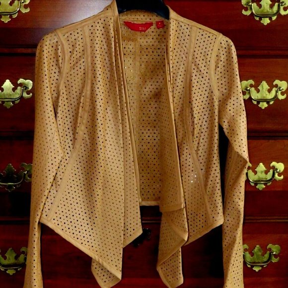New GILI Vegan Faux Leather Tan Open Front Moto Jacket - Size 0 (XS) MSRP:$109 - Picture 10 of 10